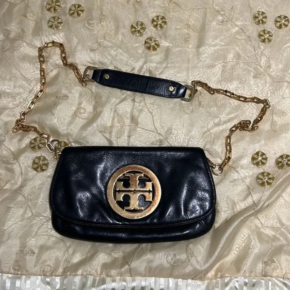 Tory Burch Reva Logo Black Leather Crossbody Bag - Picture 5 of 9